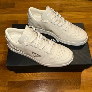 Prada - Downtown Patent Leather Sneakers - Chalk / White - Size 7 (8 US) - NEW